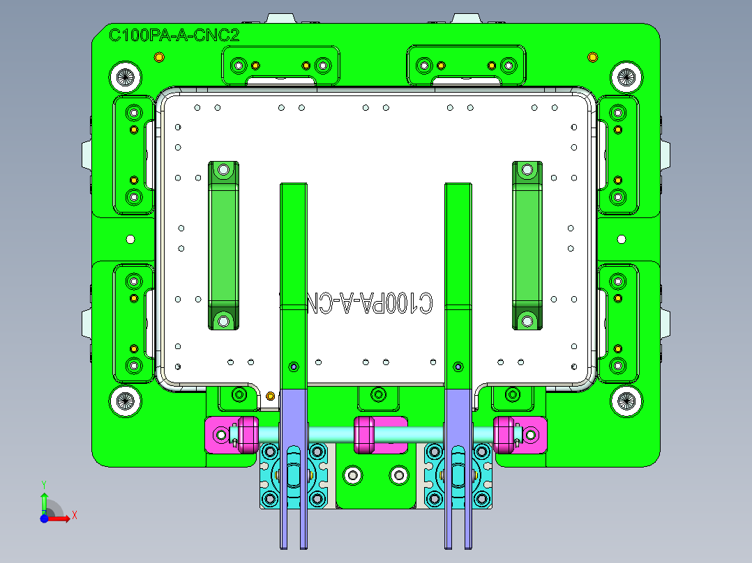 C100PA-A-笔记本CNC工装夹具三维模型CNC2-0131前视图