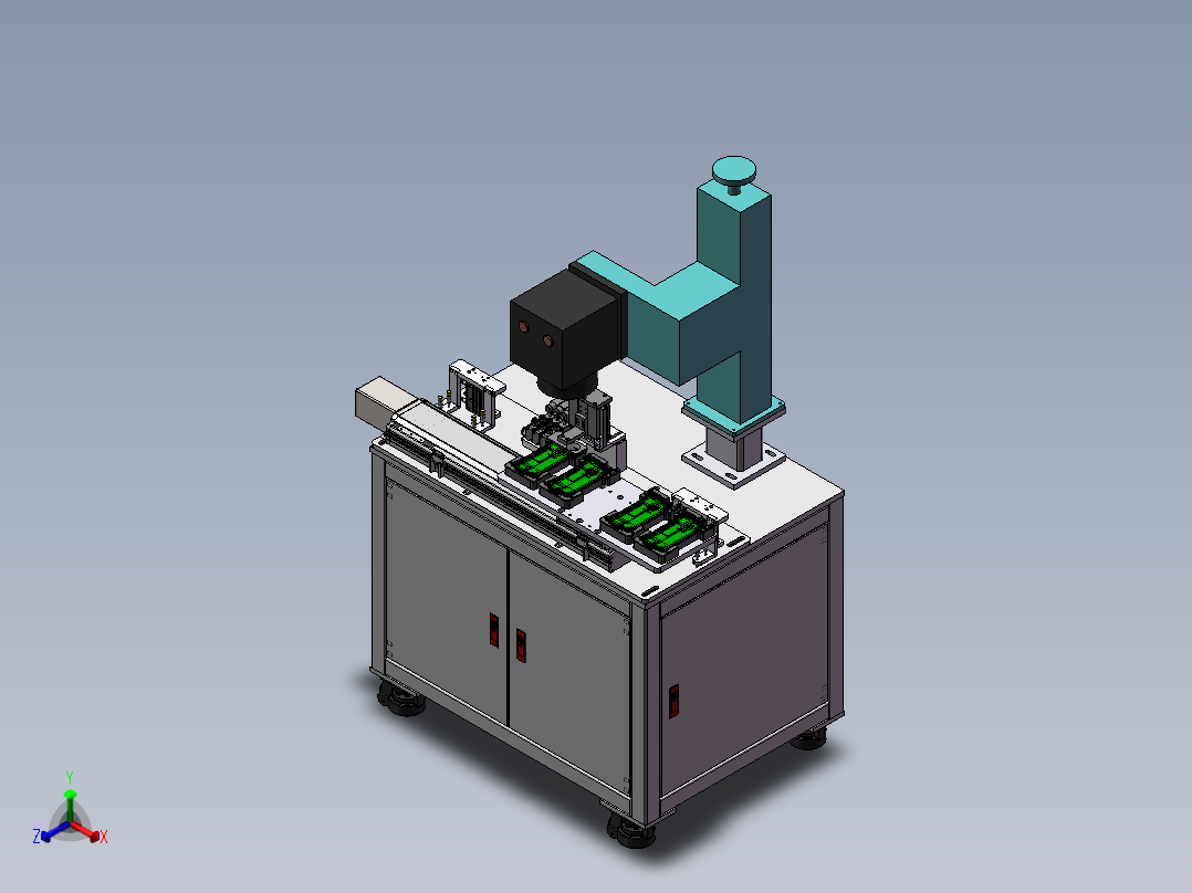 一托四手机自动点焊机sw14可编辑正等轴测图