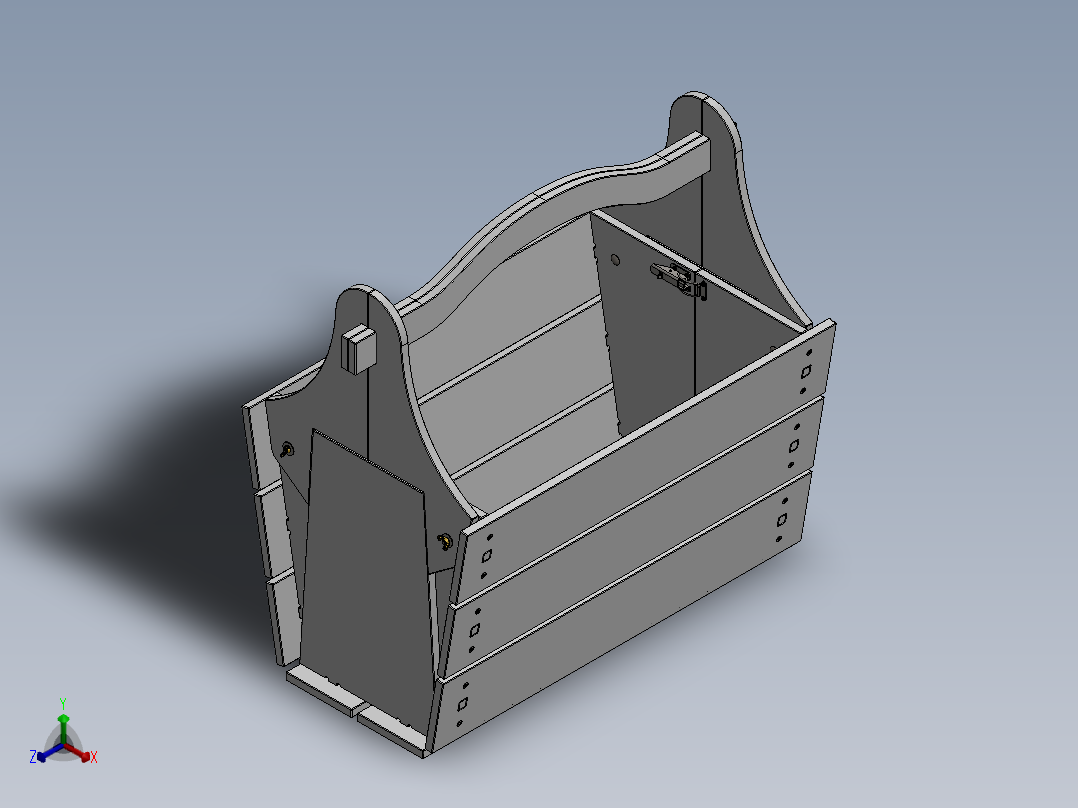 可折叠成篮子的小桌子正等轴测图