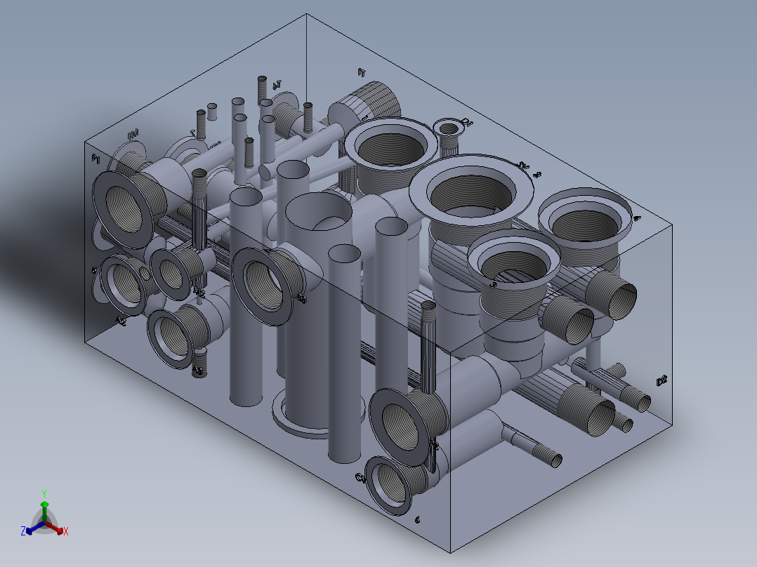 定制液压块正等轴测图