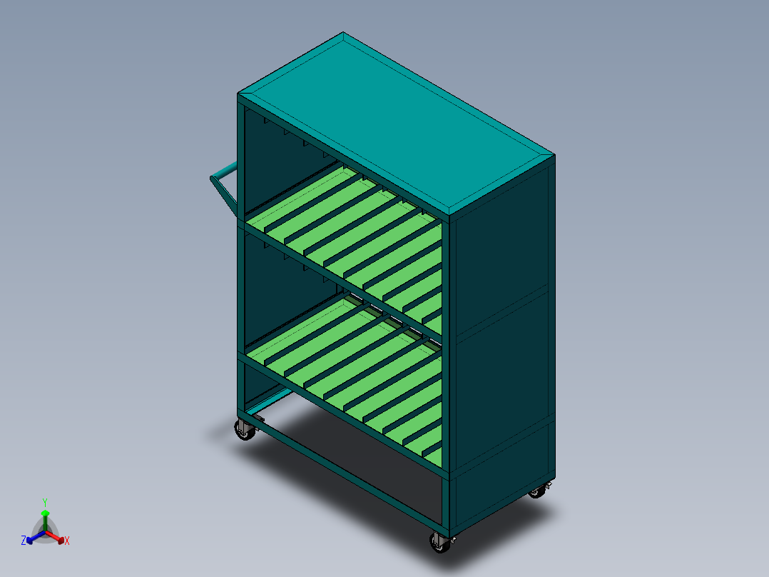 货架、周转小车正等轴测图