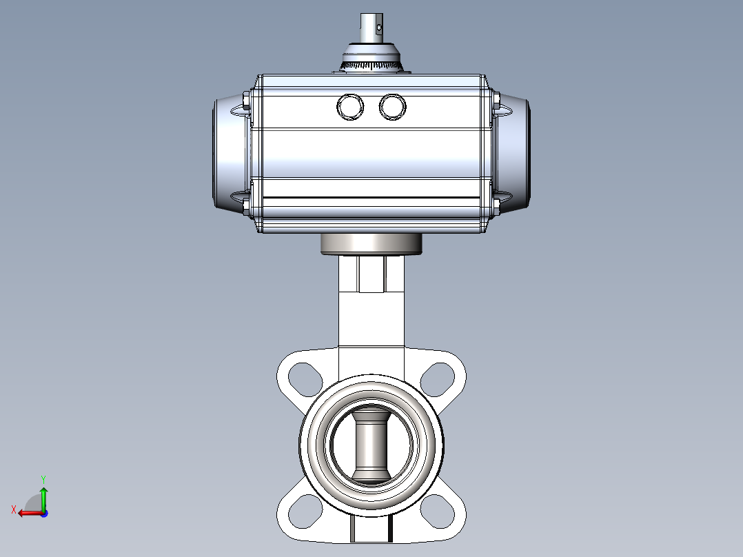 Burkert+型+8802,+DN50+蝶阀,+带气动控制器和电动执行器后视图