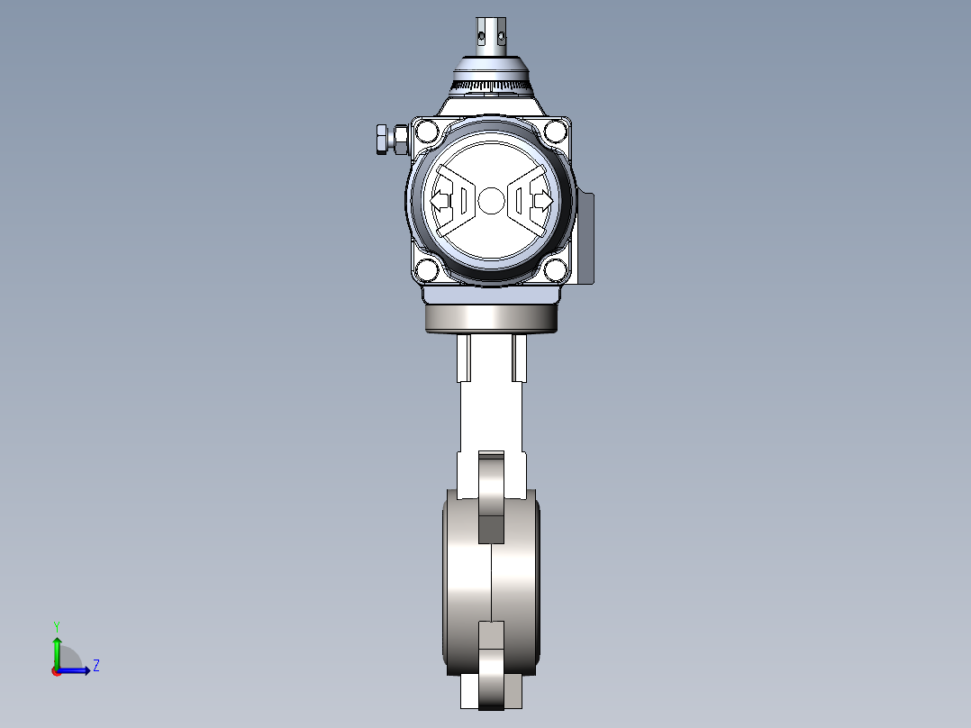 Burkert+型+8802,+DN50+蝶阀,+带气动控制器和电动执行器左视图