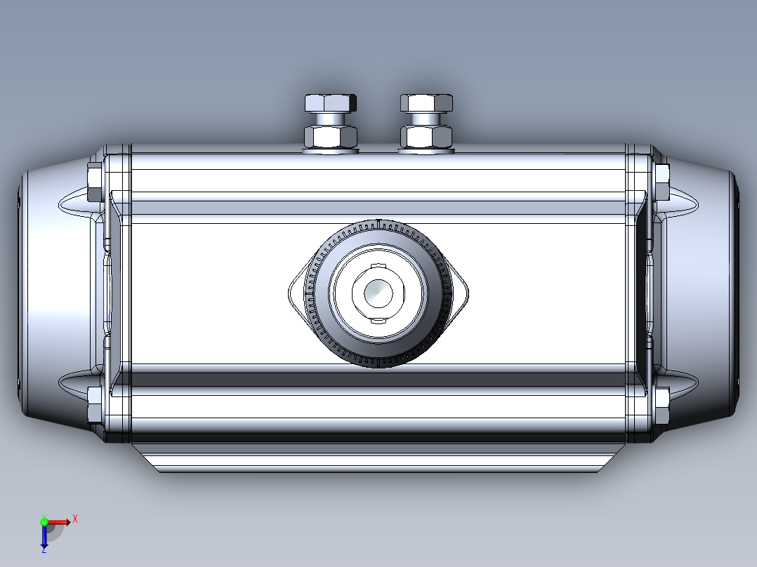 Burkert+型+8802,+DN50+蝶阀,+带气动控制器和电动执行器俯视图