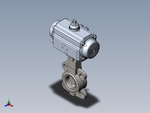 Burkert+型+8802,+DN50+蝶阀,+带气动控制器和电动执行器正等轴测缩略图