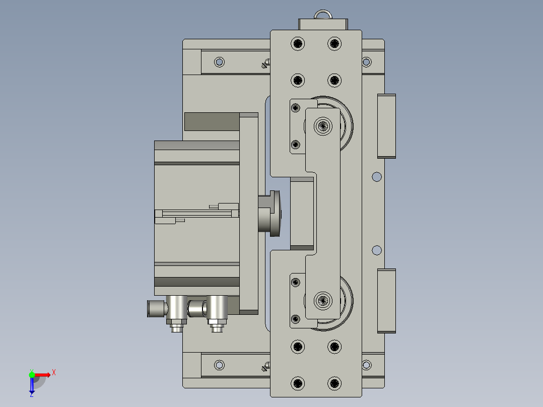盘头上托机构俯视图