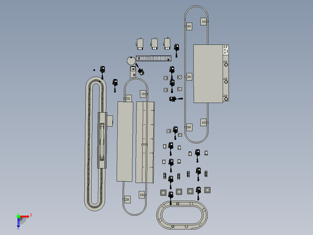 液化石油气钢瓶喷漆吊挂装置俯视图