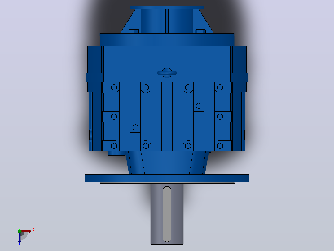 RF147ZP斜齿轮减速机RF147-9.74-M1-P100-Φ550俯视图