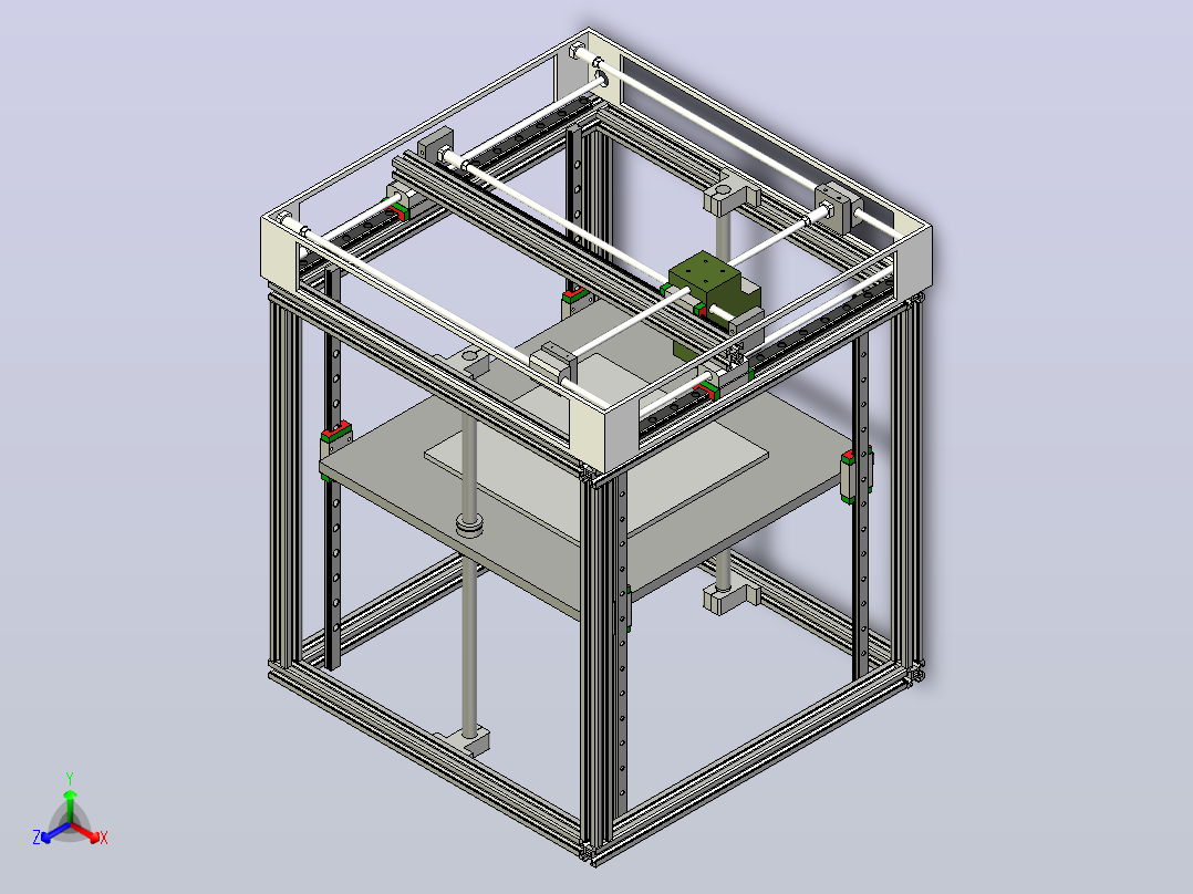 3D打印机的简化模型正等轴测图