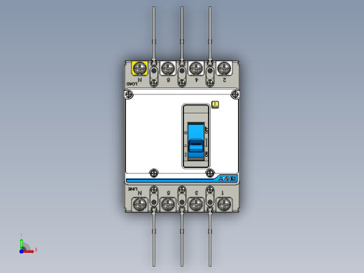 NXM-125H 4P塑料外壳式断路器三维模型202209前视缩略图