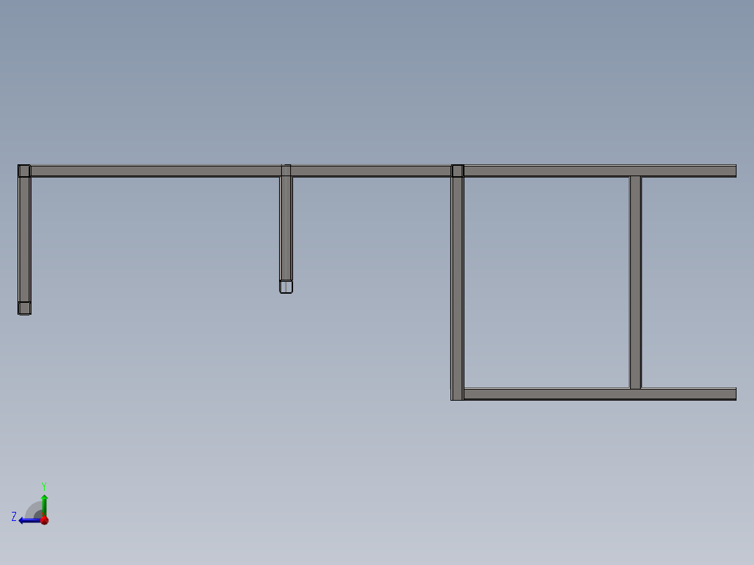 电工工作台框架3D模型右视图