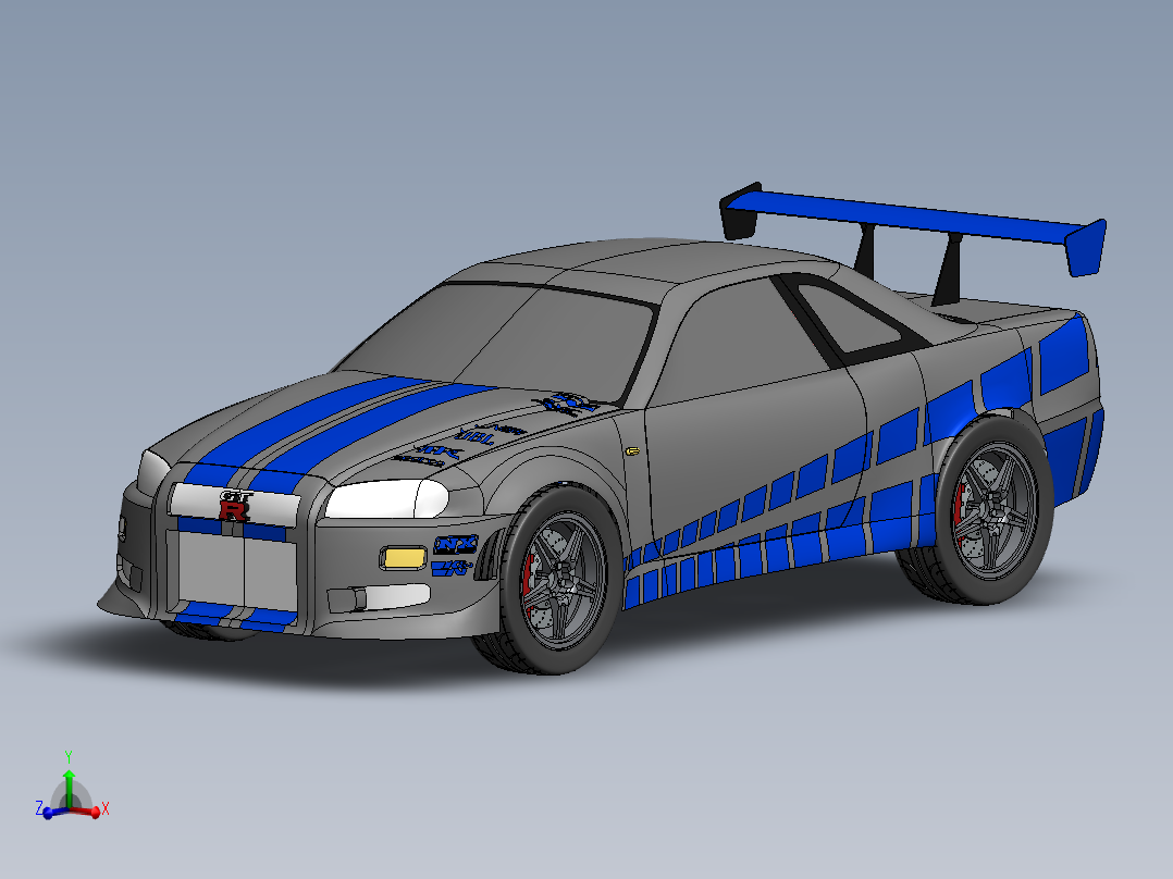 solidworks 日产Skyline GT-R R34跑车主视图