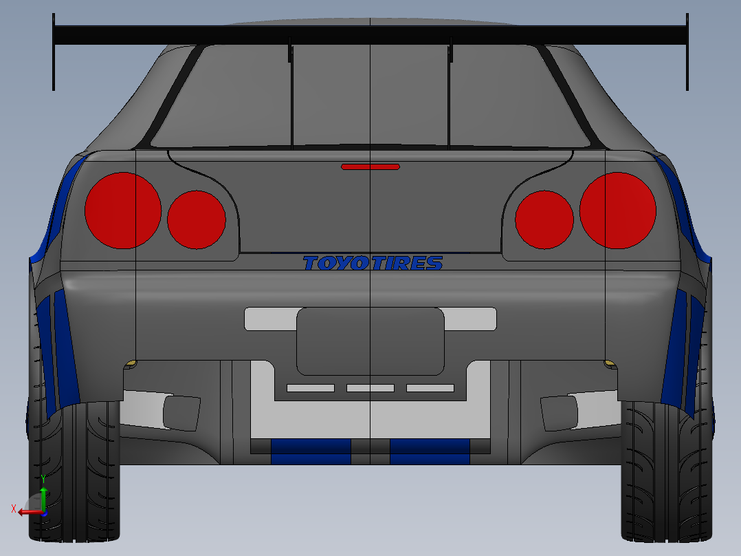 solidworks 日产Skyline GT-R R34跑车后视图