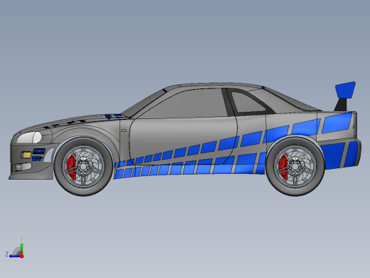 solidworks 日产Skyline GT-R R34跑车右视缩略图