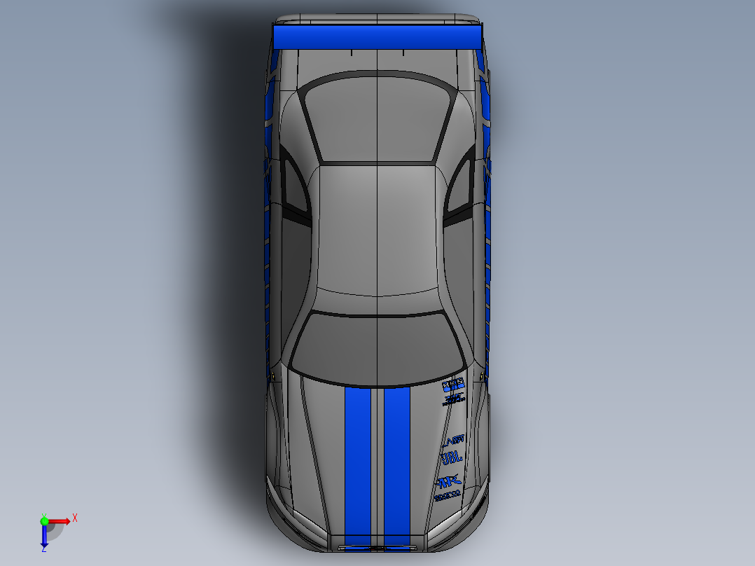 solidworks 日产Skyline GT-R R34跑车俯视图