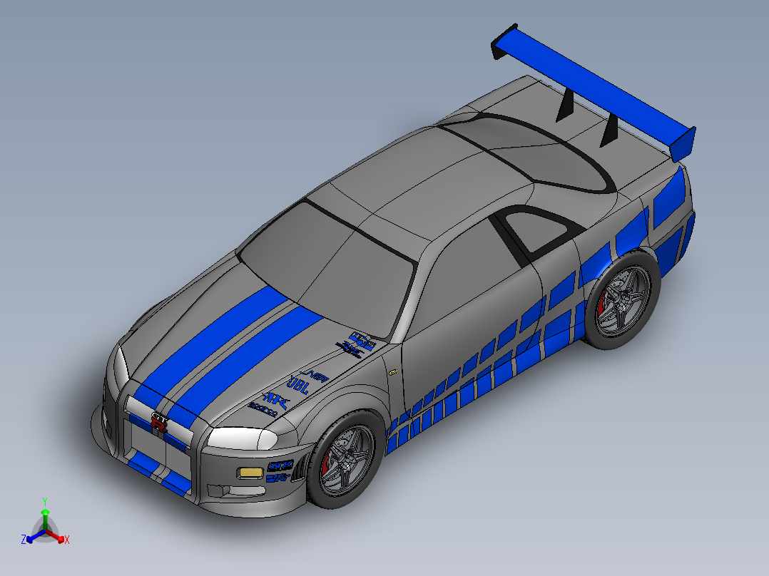 solidworks 日产Skyline GT-R R34跑车正等轴测图