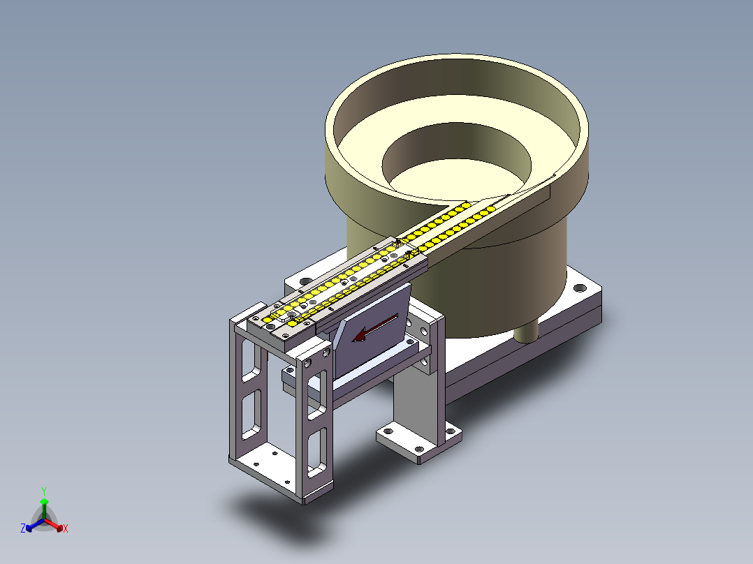 铅帽上盖振盘送料结构图正等轴测图