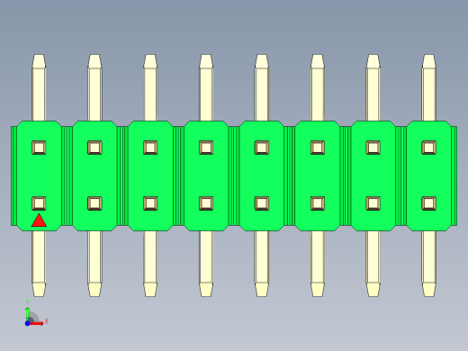 彩色公排针 100mil 2.54mm 系列-DS1022_green_16p_100mil_TypeSMT_rev1.0前视缩略图