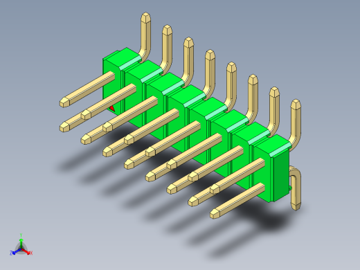 彩色公排针 100mil 2.54mm 系列-DS1022_green_16p_100mil_TypeSMT_rev1.0正等轴测缩略图