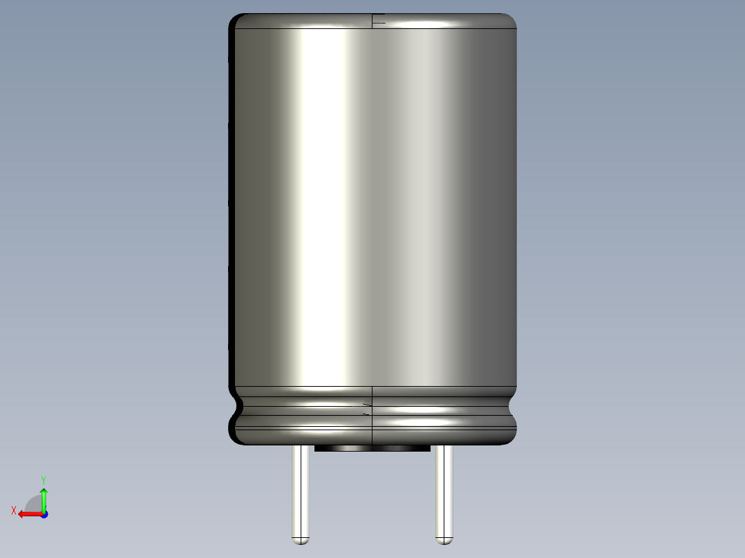 铝电解电容器径向，罐，直径10毫米-高15毫米，引线间距5毫米后视图