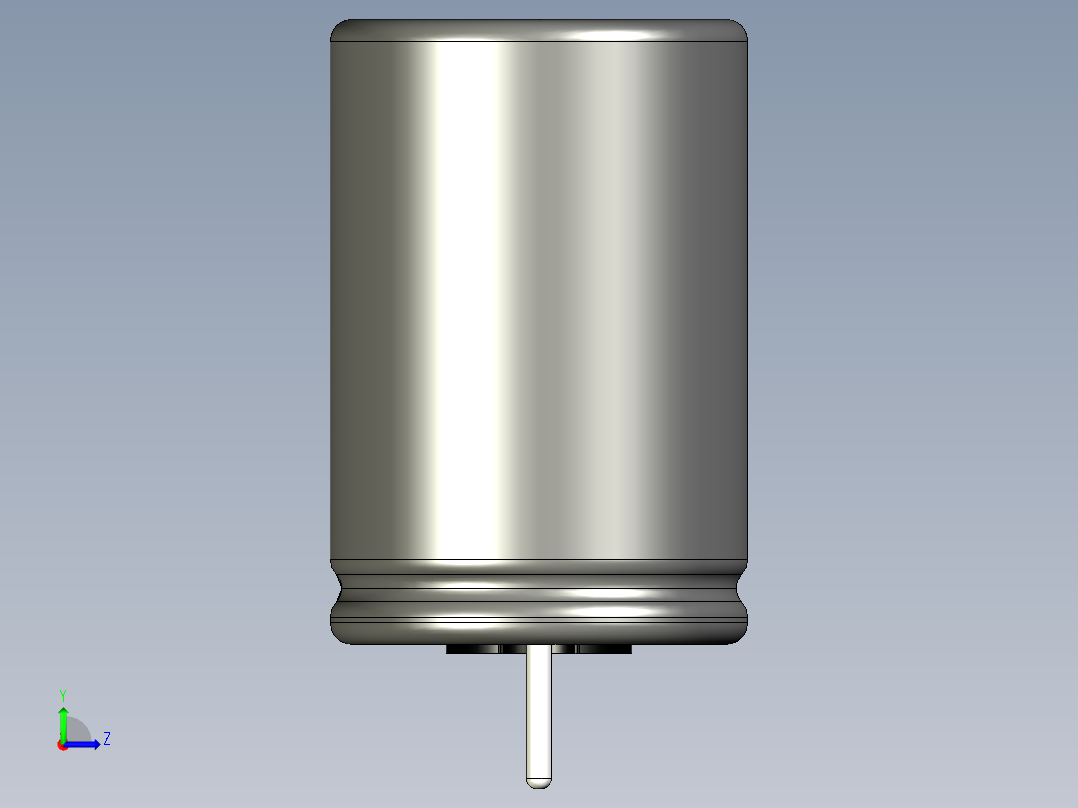 铝电解电容器径向，罐，直径10毫米-高15毫米，引线间距5毫米左视图