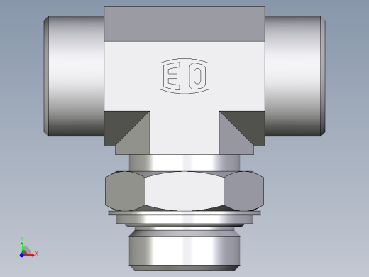 卡套式工业通用硬管接头EO_Adjustable_locknut_branch_tee_TEE25SROMDCF前视缩略图