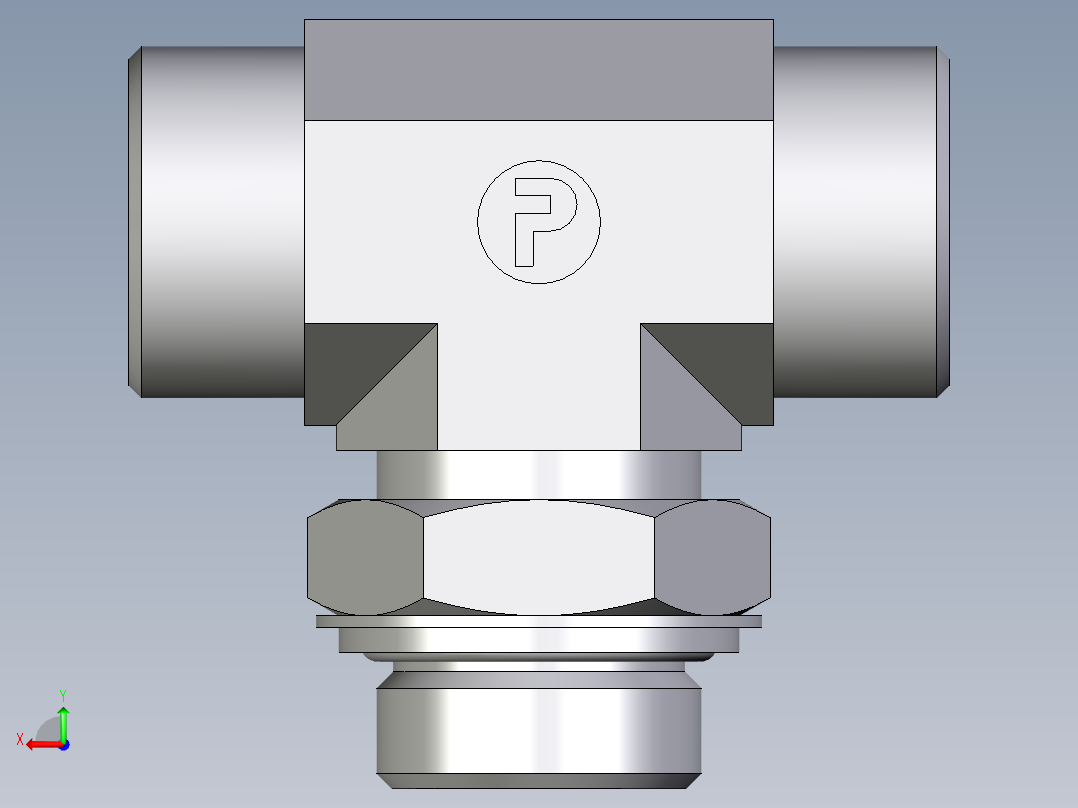 卡套式工业通用硬管接头EO_Adjustable_locknut_branch_tee_TEE25SROMDCF后视图