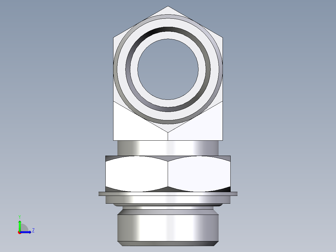 卡套式工业通用硬管接头EO_Adjustable_locknut_branch_tee_TEE25SROMDCF左视图