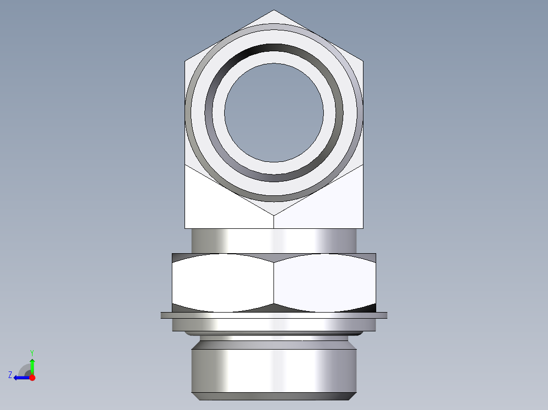 卡套式工业通用硬管接头EO_Adjustable_locknut_branch_tee_TEE25SROMDCF右视图