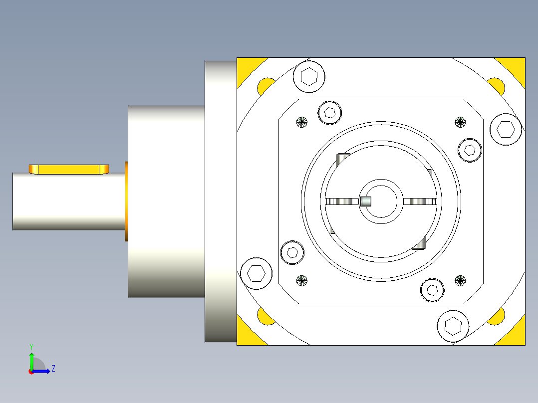 换向器PW90垂直输出 PLX90-L2 14-50-70-M4.stp左视图