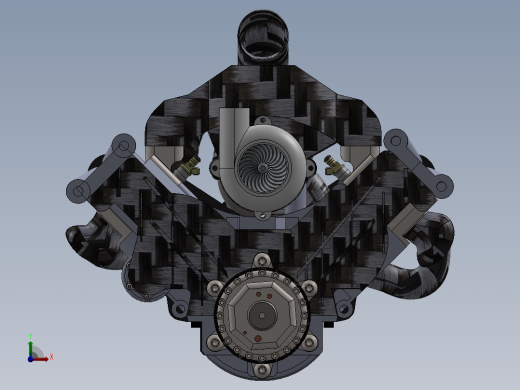 F1涡轮混合V6发动机和变速箱前视缩略图