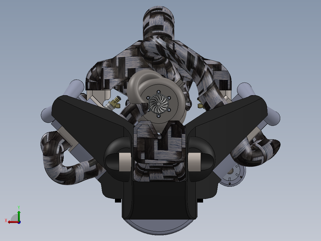 F1涡轮混合V6发动机和变速箱后视图