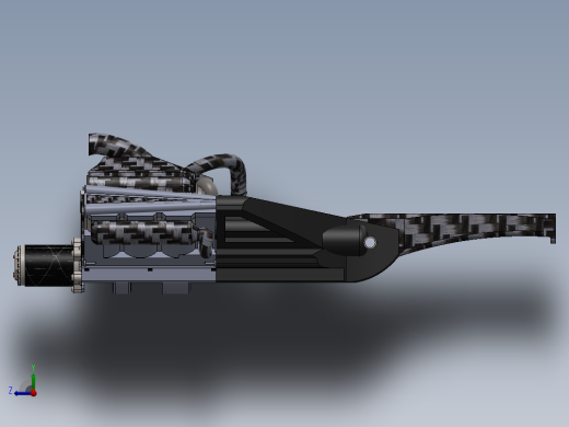 F1涡轮混合V6发动机和变速箱右视缩略图