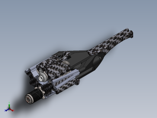 F1涡轮混合V6发动机和变速箱正等轴测缩略图