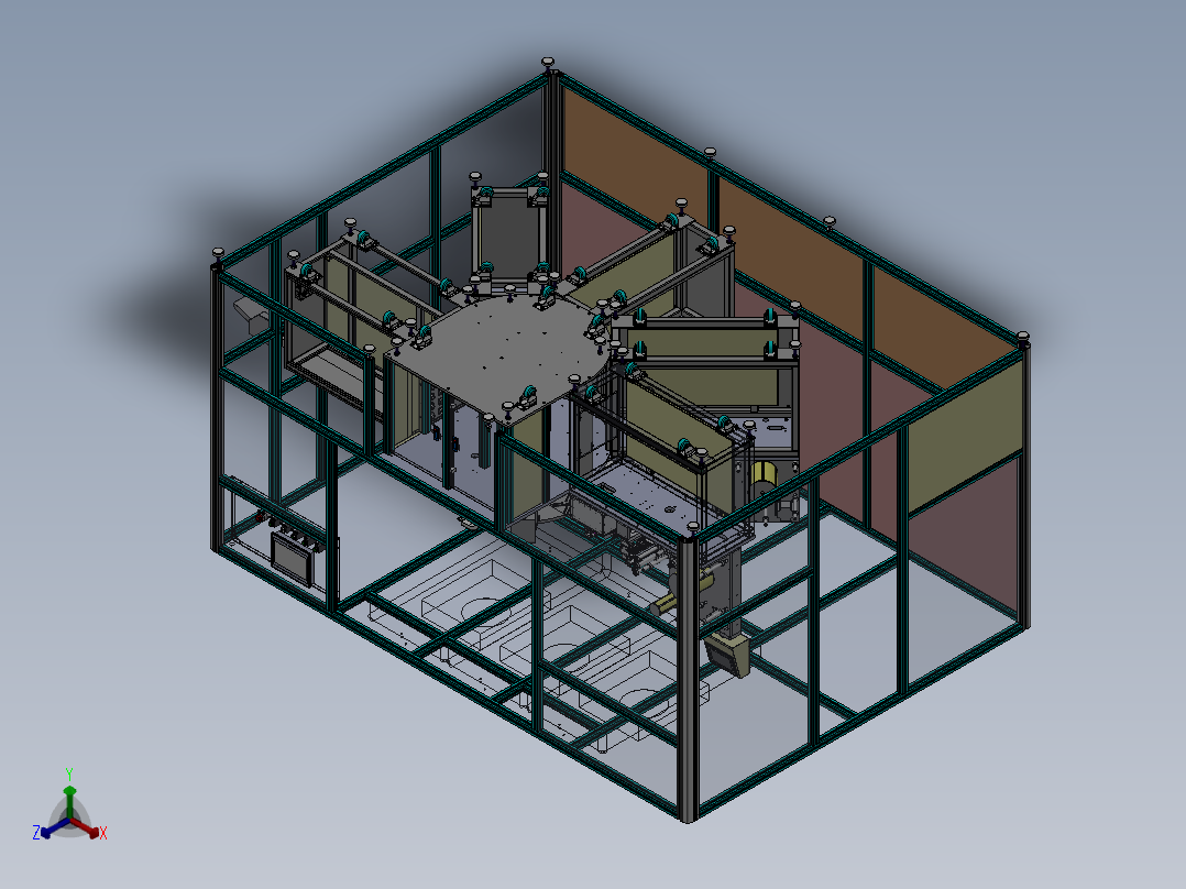 【1517】全自动手机贴膜机SW设计正等轴测图