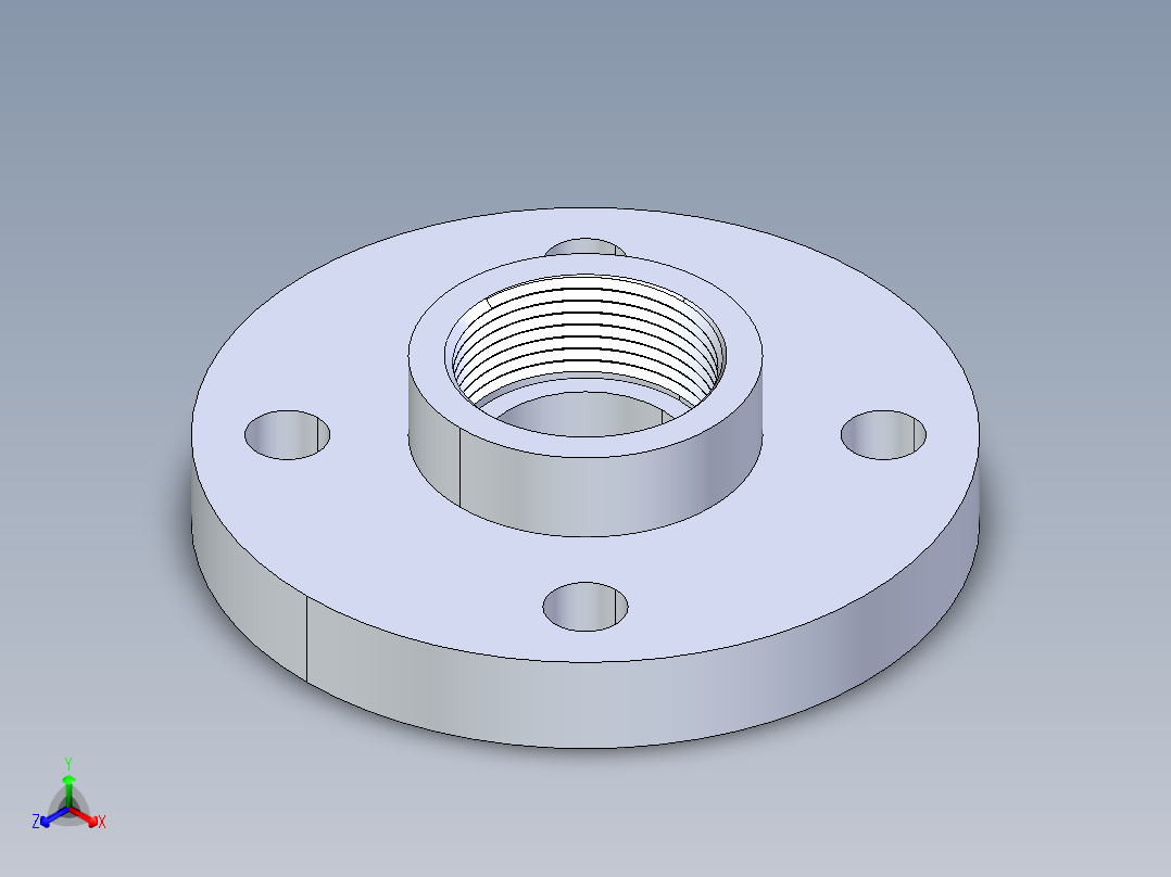 CPVC管件24-Sch80_Flange One-Piece_FPT_9852-012_1.25in正等轴测图