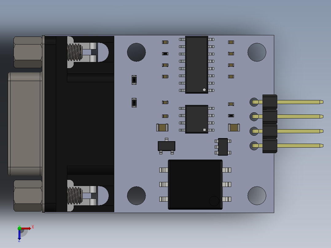 RS232转TTL（UART）电源隔离模块俯视图