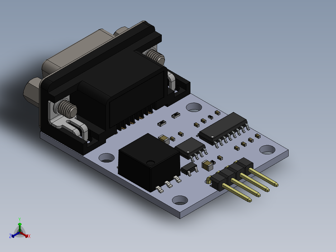 RS232转TTL（UART）电源隔离模块正等轴测图