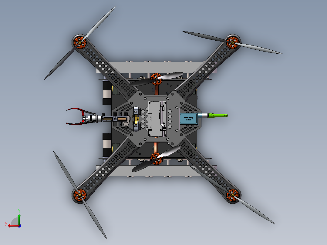 空陆两栖履带旋翼飞行器（sw18可编辑+说明书）后视图