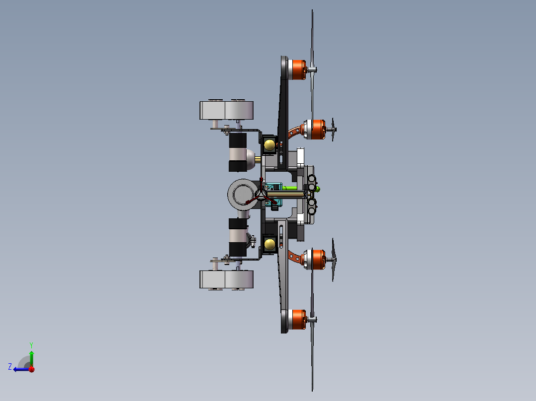 空陆两栖履带旋翼飞行器（sw18可编辑+说明书）右视图