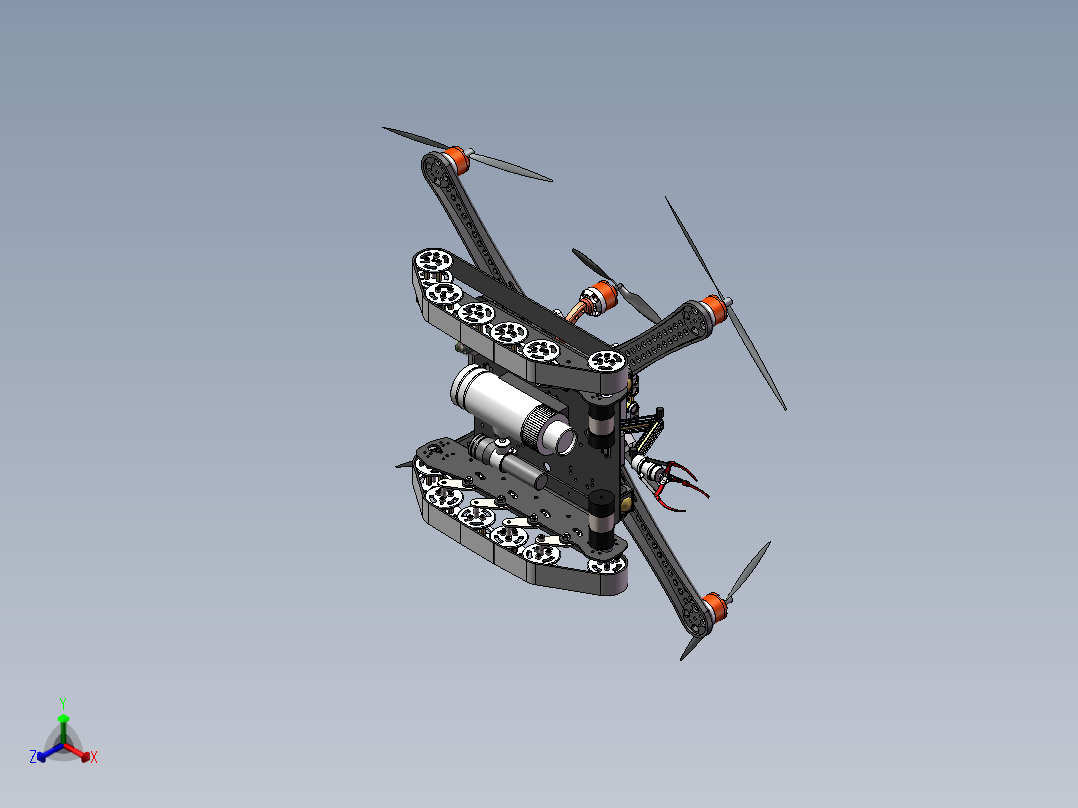 空陆两栖履带旋翼飞行器（sw18可编辑+说明书）正等轴测图