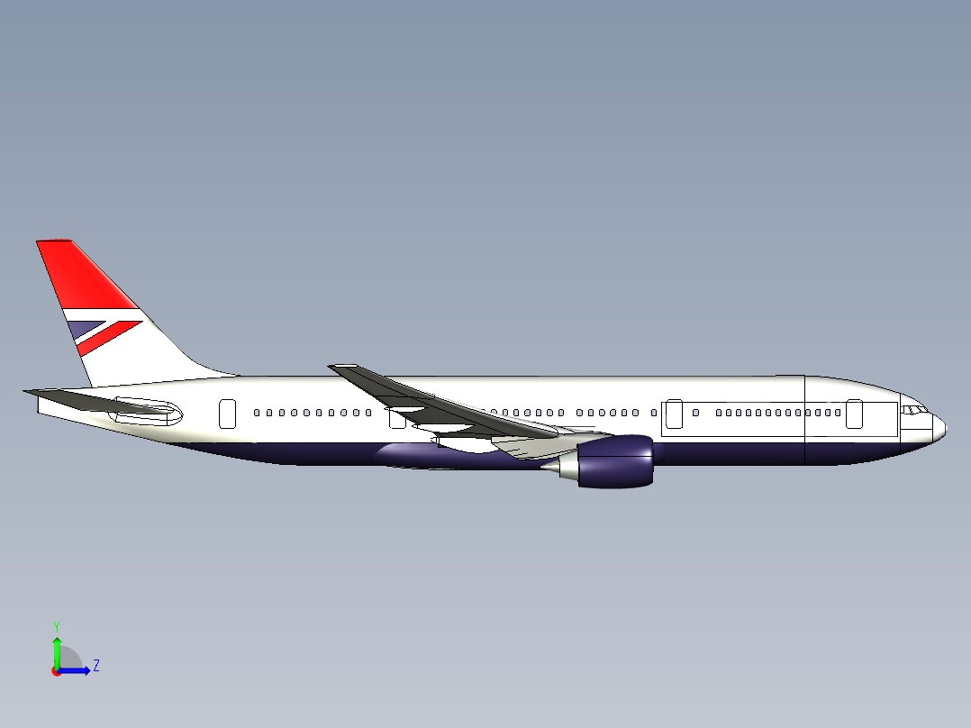 B2004144-波音777飞机左视图