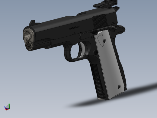 手枪左轮冲锋枪老式狙击步枪设计3D图纸1944-m1911-handgun SW IGS OBJ