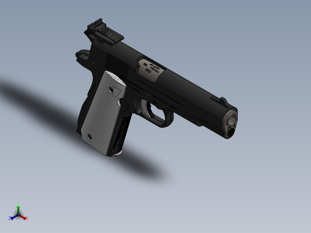 手枪左轮冲锋枪老式狙击步枪设计3D图纸1944-m1911-handgun SW IGS OBJ正等轴测图