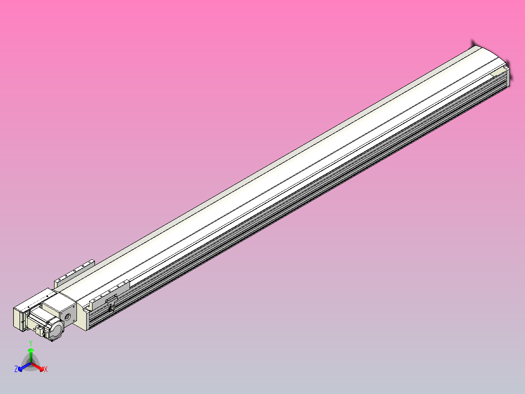 皮带直线轴半封闭可选导轨TPA-HNB-202D-140-L1900-ML-Y-P75-N3正等轴测图