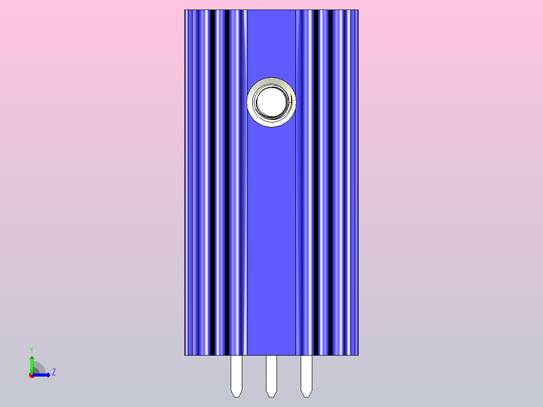 LM7903蓝色散热器25 x 12 6 x 6 5 mm孔18 3mm螺丝固定.stp左视图