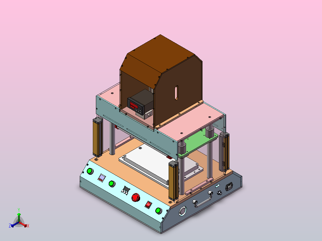 A18 气动压合机带压力传感器正等轴测图
