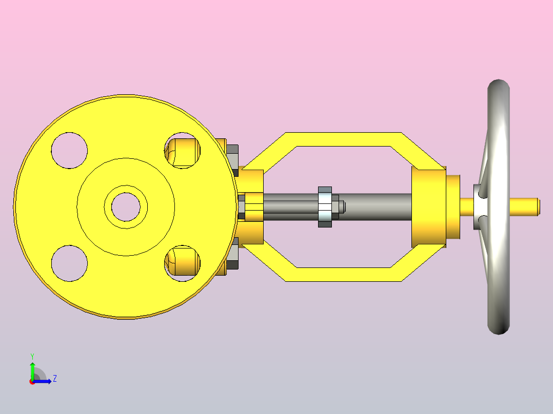 ASME B16.10闸阀法兰端-150级3-4英寸R.F左视图
