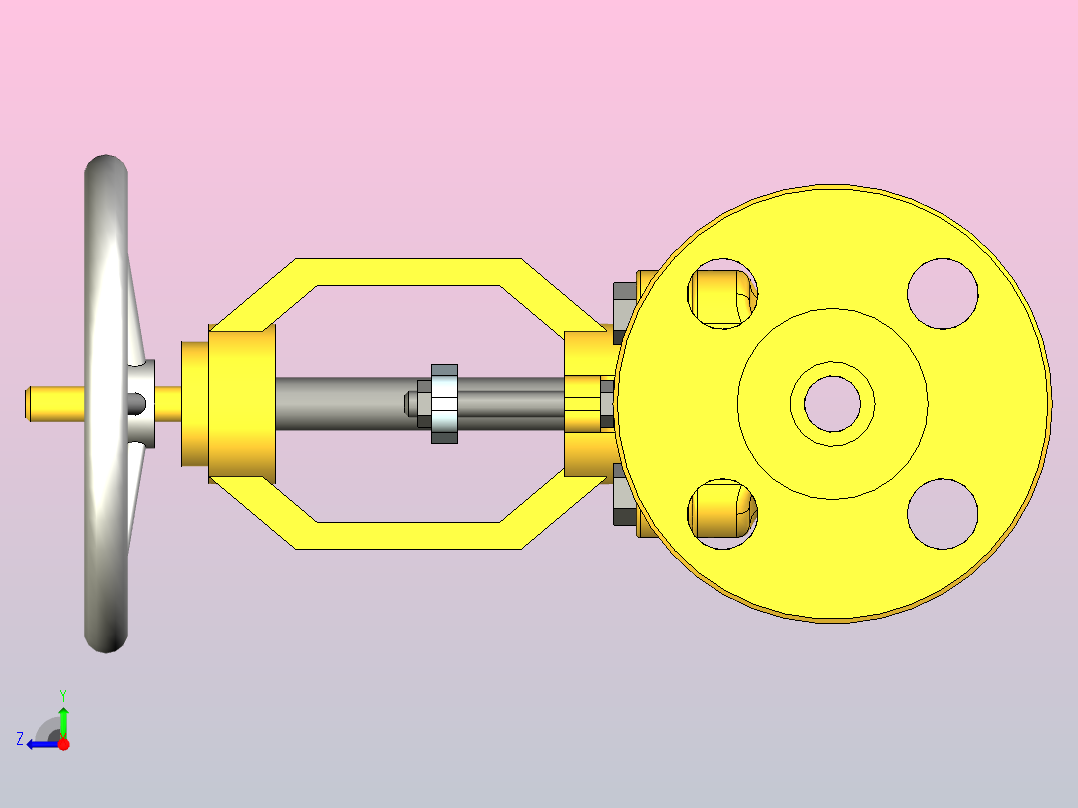 ASME B16.10闸阀法兰端-150级3-4英寸R.F右视图