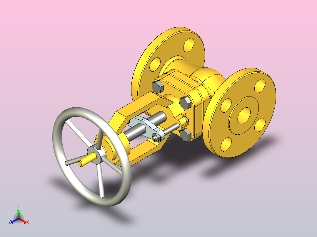 ASME B16.10闸阀法兰端-150级3-4英寸R.F正等轴测图